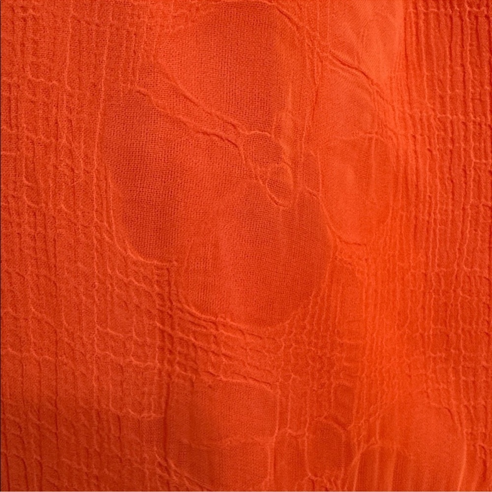 Boho Embroidered Tunic Top Orange Peasant Blouse Beach Cover Up M - Picture 5 of 6